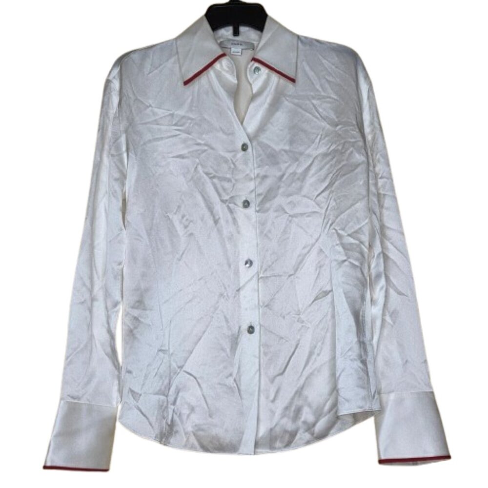 NWT Vince Women's Tipped Silk Shirt